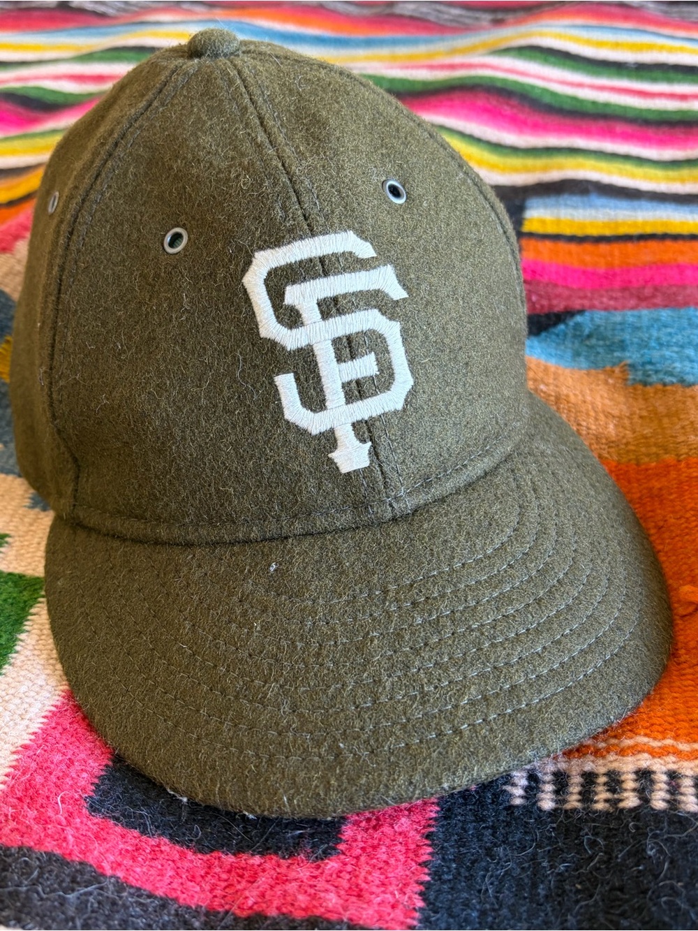 New Era San Francisco Giants Olive Green Wool Hat with White Logo